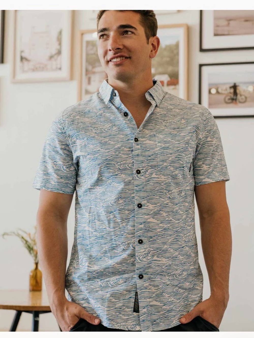 Baja Llama ROLL TIDES - LIGHT BLUE 7-SEAS™ BUTTON UP Short Sleeve Shirt